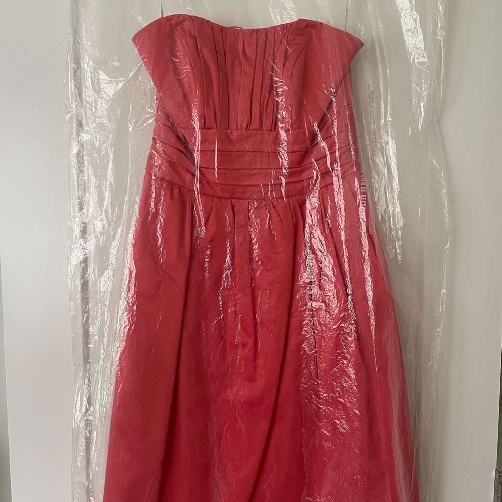 David’s Bridal Cotton sateen short strapless ruched dress